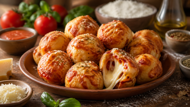 Pizza balls au fromage fondant pour un apéritif maison