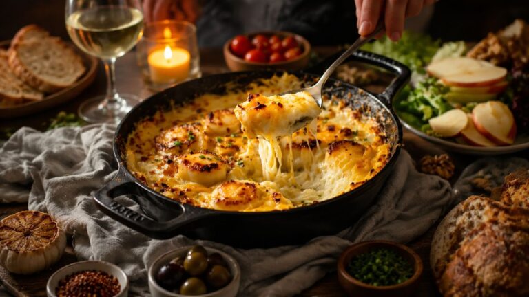 Gratin poireaux–Saint-Jacques