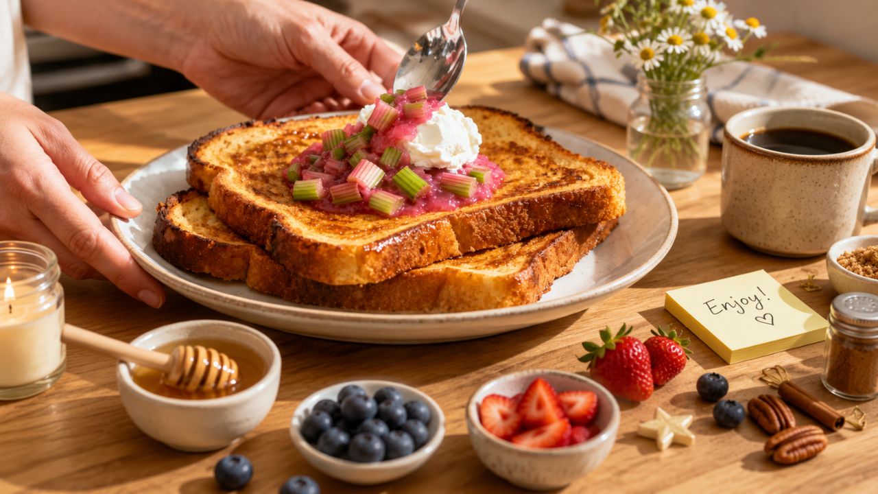 Pain perdu à la rhubarbe