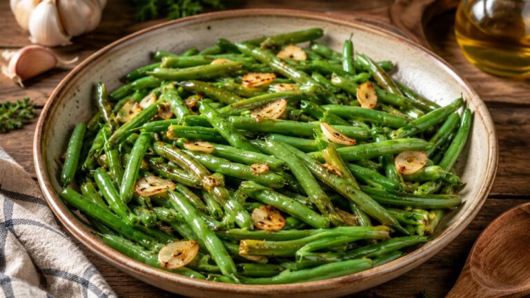 Poêlée de haricots verts à l’ail