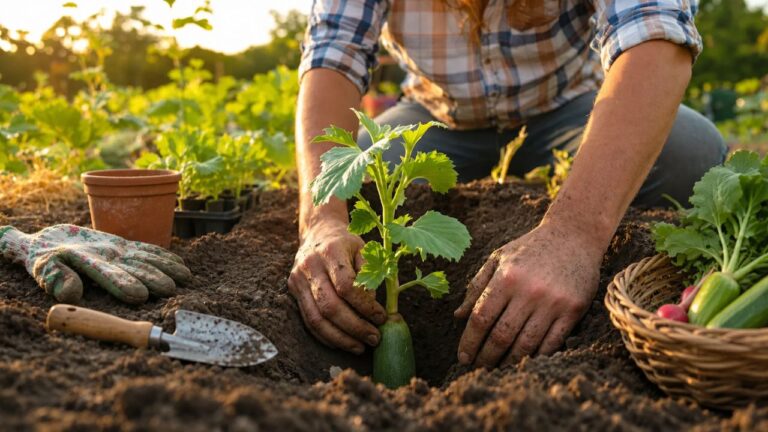maraîchers enterrent leurs courgettes
